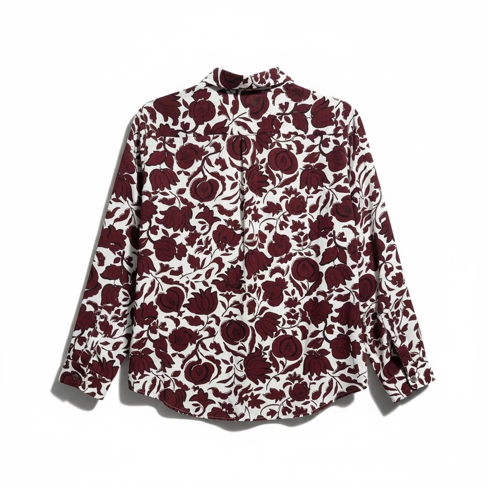 LOFT Maroon and White Patterned Blouse
